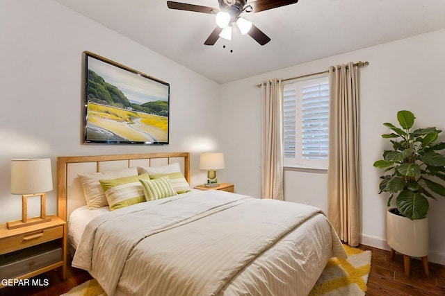 4540 Swan Dr, El Paso, TX 79922 - bedroom with wood finished floors, baseboards, and a ceiling fan