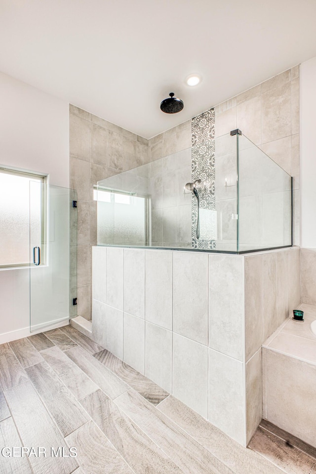 309 Blue Vly, El Paso, TX 79928 - full bathroom featuring a shower stall, a garden tub, and recessed lighting