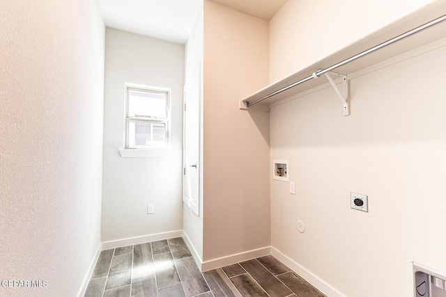 3801 Course St, El Paso, TX 79938 - washroom featuring hookup for a washing machine, wood tiled floors, hookup for an electric dryer, and baseboards