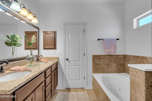 3165 Diego Aidan Dr, El Paso, TX 79938 - full bath with a jetted tub, double vanity, and tile patterned flooring