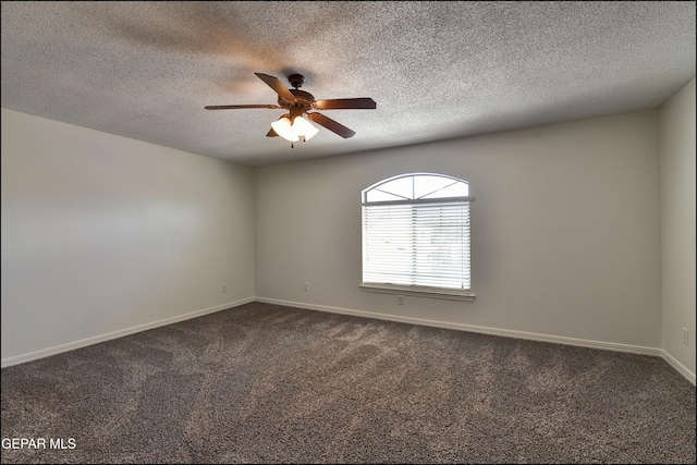 1493 Luz De Sol Dr, El Paso, TX 79912 - spare room featuring dark carpet, a ceiling fan, a textured ceiling, and baseboards