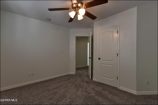 1493 Luz De Sol Dr, El Paso, TX 79912 - empty room with dark colored carpet, ceiling fan, baseboards, and a textured ceiling