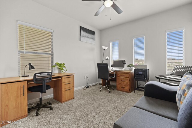 12405 Northumberg Dr, El Paso, TX 79928 - office space with light colored carpet, ceiling fan, and baseboards