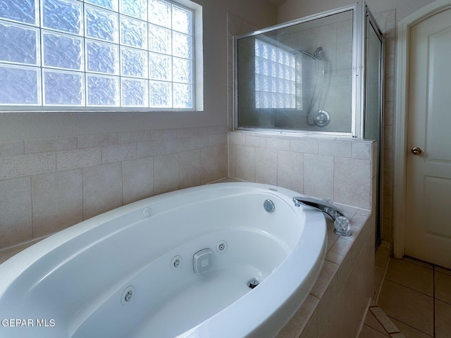 3081 Tierra Humeda Dr, El Paso, TX 79938 - full bathroom with a jetted tub, a shower stall, and tile patterned floors