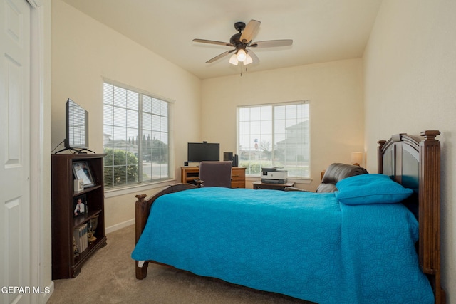 7350 Rosas Way, Canutillo, TX 79835 - bedroom with carpet, baseboards, and ceiling fan