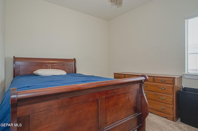 7350 Rosas Way, Canutillo, TX 79835 - bedroom with light colored carpet and ceiling fan