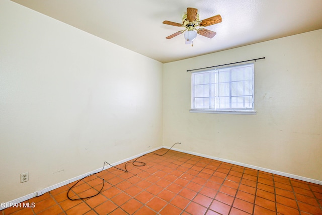 4209 Hercules Ave, El Paso, TX 79904 - tiled spare room featuring a ceiling fan and baseboards