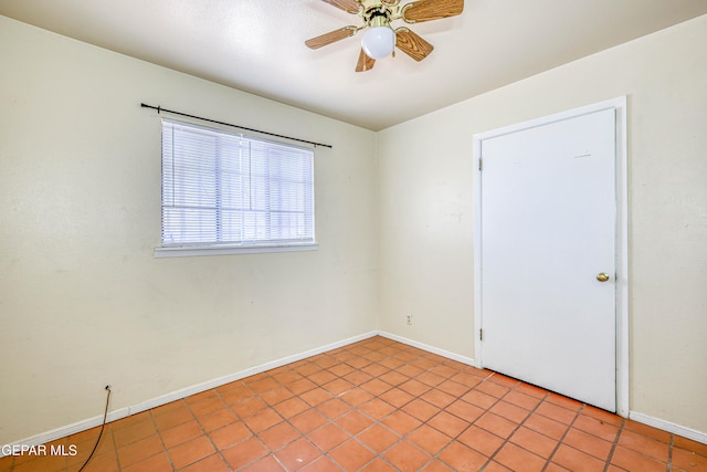 4209 Hercules Ave, El Paso, TX 79904 - spare room featuring ceiling fan, baseboards, and light tile patterned flooring