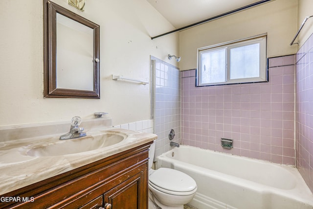4209 Hercules Ave, El Paso, TX 79904 - bathroom featuring toilet,  shower combination, and vanity