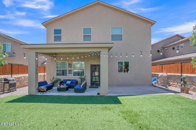 14809 Tierra Escape Ave, El Paso, TX 79938 - rear view of house with an outdoor hangout area, a patio, and stucco siding