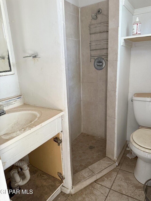 56 Palm St, El Paso, TX 79901 - full bath with toilet, a stall shower, tile patterned flooring, and vanity