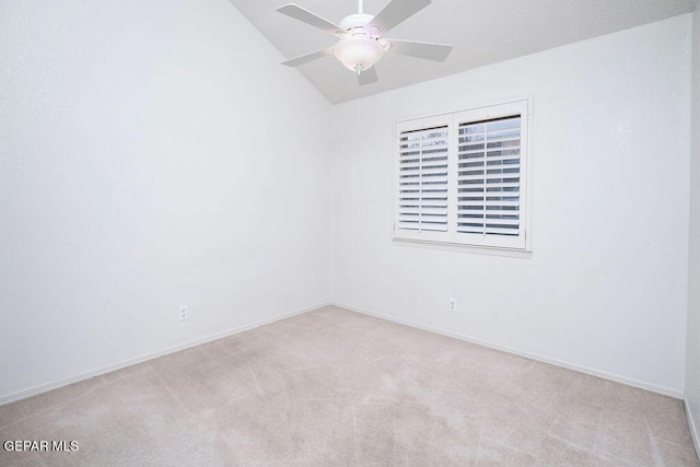 4560 Loma Canada Ct, El Paso, TX 79934 - unfurnished room with light carpet, lofted ceiling, ceiling fan, and baseboards