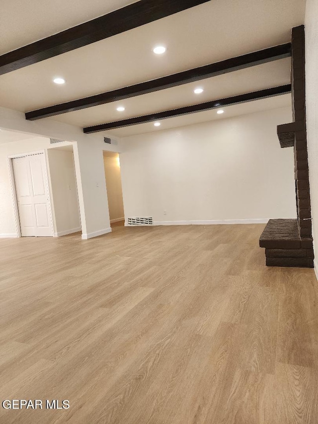 301 Bandolina Dr, Socorro, TX 79927 - basement featuring recessed lighting, light wood-type flooring, and baseboards