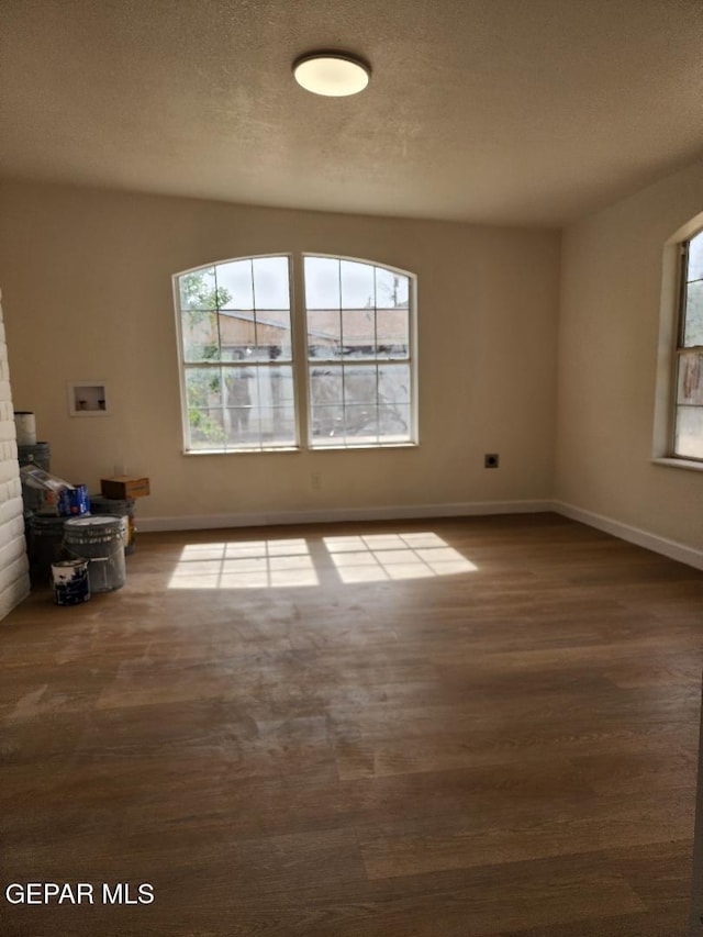 301 Bandolina Dr, Socorro, TX 79927 - unfurnished room with wood finished floors, baseboards, and a textured ceiling