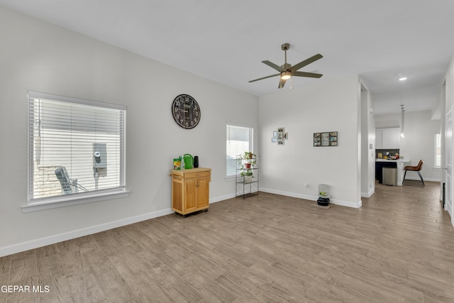 14733 Mike A Mendoza Ave, El Paso, TX 79938 - living area with ceiling fan, light wood-type flooring, baseboards, and recessed lighting