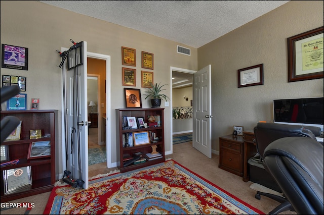 1337 Emerald Gate Ln, El Paso, TX 79936 - office area with carpet, a textured ceiling, and baseboards