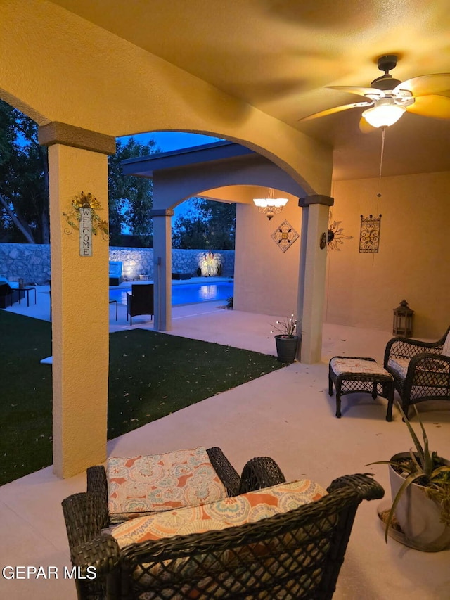 7012 Diamond Ridge Dr, El Paso, TX 79912 - view of patio / terrace with ceiling fan