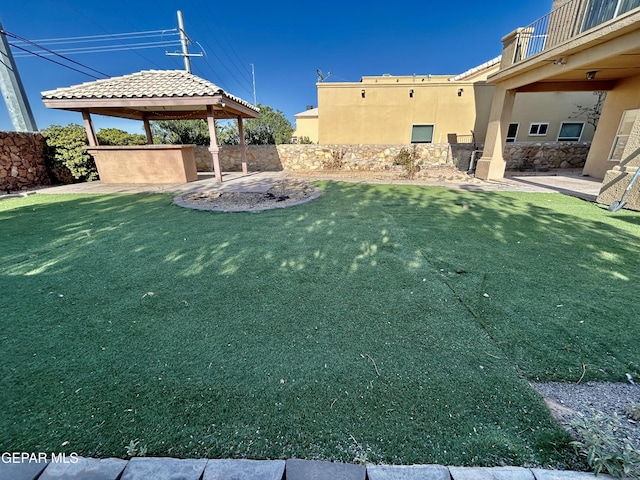 11609 Saint Thomas Way, El Paso, TX 79936 - view of grassy yard featuring a gazebo, a patio, and a balcony