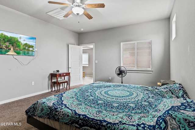13925 Lago Vista Ave, Horizon City, TX 79928 - carpeted bedroom featuring ceiling fan and baseboards