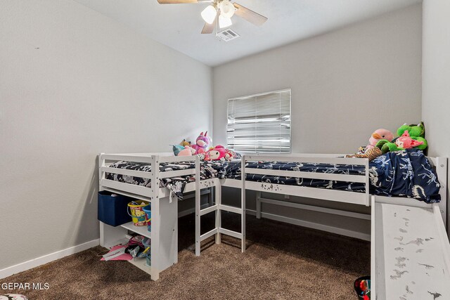 13925 Lago Vista Ave, Horizon City, TX 79928 - bedroom with carpet flooring, baseboards, and ceiling fan