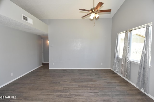 10824 Obsidian St, El Paso, TX 79924 - empty room with ceiling fan, dark wood-type flooring, and baseboards