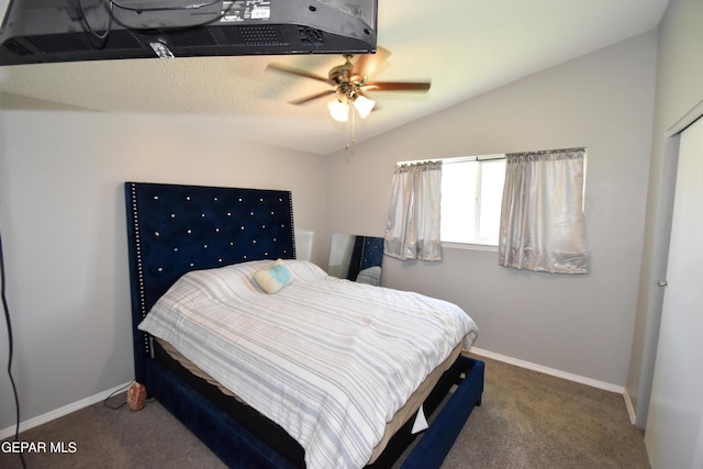 10824 Obsidian St, El Paso, TX 79924 - carpeted bedroom featuring vaulted ceiling, baseboards, and ceiling fan