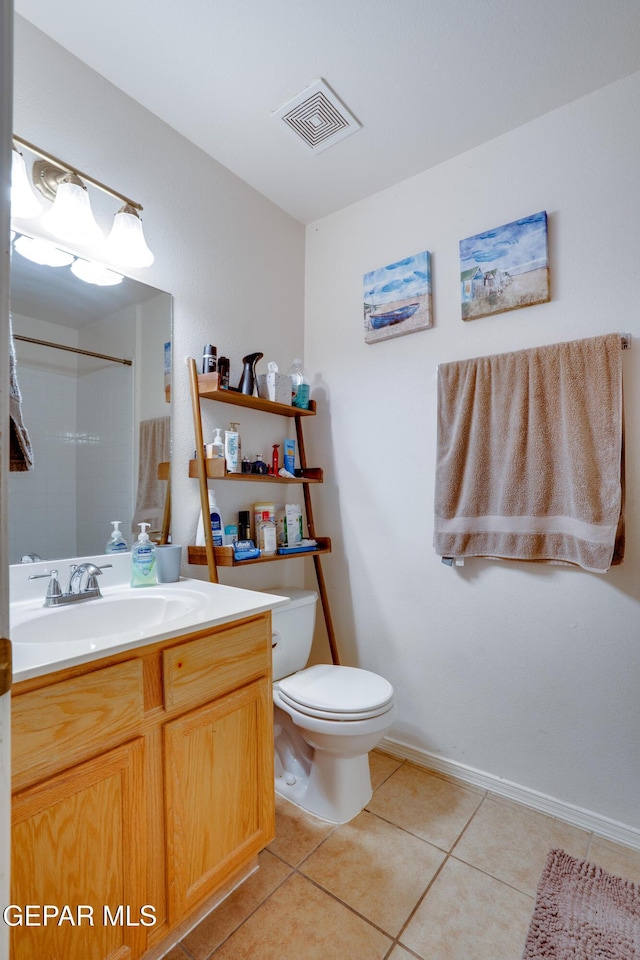 7930 Howard St, El Paso, TX 79904 - full bath featuring vanity, tile patterned flooring, toilet, and a shower