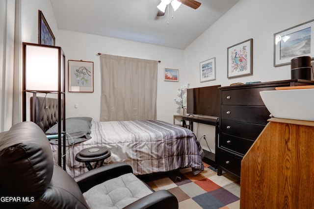 7930 Howard St, El Paso, TX 79904 - bedroom with a ceiling fan and lofted ceiling