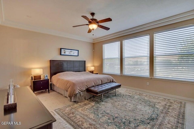 6365 Franklin Trail Dr, El Paso, TX 79912 - bedroom with carpet floors, ornamental molding, and a ceiling fan
