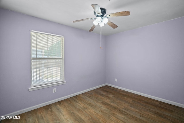 12008 Braveheart Ave, El Paso, TX 79936 - unfurnished room with healthy amount of natural light, baseboards, wood finished floors, and ceiling fan