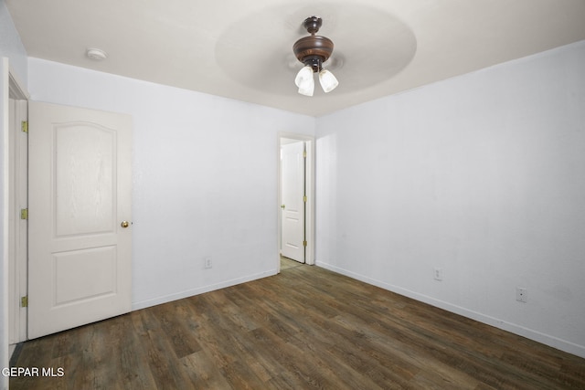 12008 Braveheart Ave, El Paso, TX 79936 - empty room featuring a ceiling fan, wood finished floors, a smoke detector, and baseboards