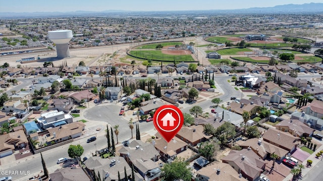 12119 Quail Harvest Ln, El Paso, TX 79936 - aerial overview of property's location featuring nearby suburban area and a mountainous background