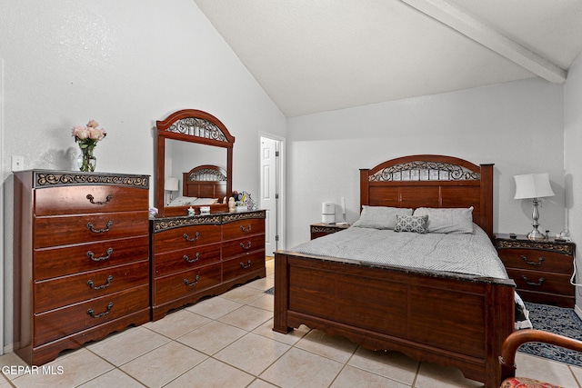 12119 Quail Harvest Ln, El Paso, TX 79936 - bedroom with vaulted ceiling and light tile patterned flooring