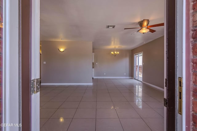 3303 Ward Robert Pl, El Paso, TX 79936 - tiled spare room featuring a chandelier, ceiling fan, and baseboards