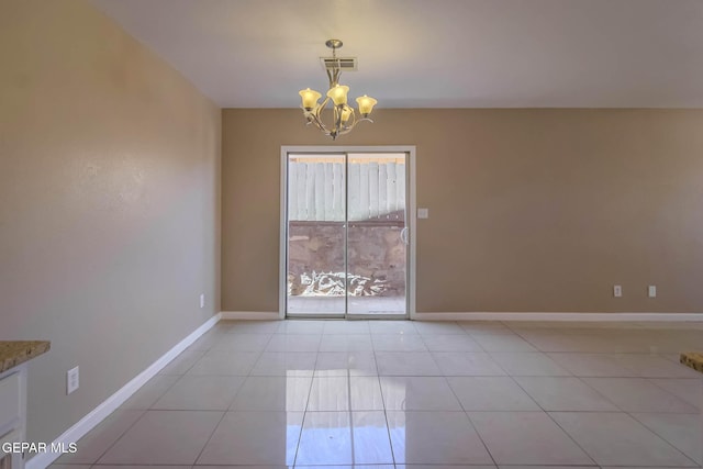 3303 Ward Robert Pl, El Paso, TX 79936 - unfurnished dining area featuring a chandelier, light tile patterned floors, and baseboards