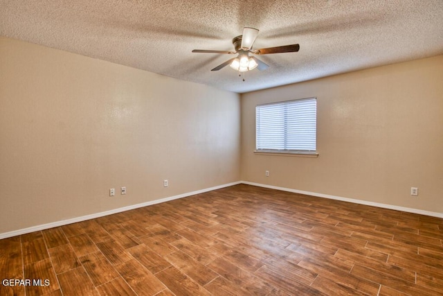 11924 Mesquite Rock Dr, El Paso, TX 79934 - unfurnished room featuring wood finished floors, a ceiling fan, a textured ceiling, and baseboards