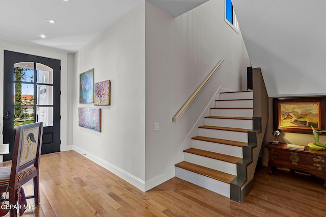 1119 Los Jardines Cir, El Paso, TX 79912 - entryway with wood finished floors, recessed lighting, baseboards, and stairs
