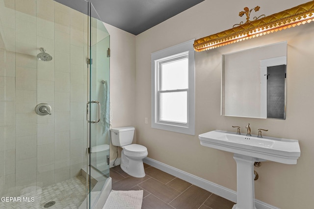 1119 Los Jardines Cir, El Paso, TX 79912 - full bathroom with toilet, a stall shower, and baseboards