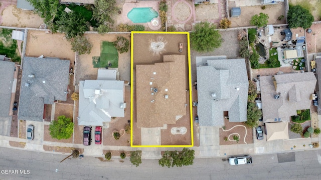 7145 Golden Hawk Dr, El Paso, TX 79912 - aerial view of residential area with property boundaries highlighted