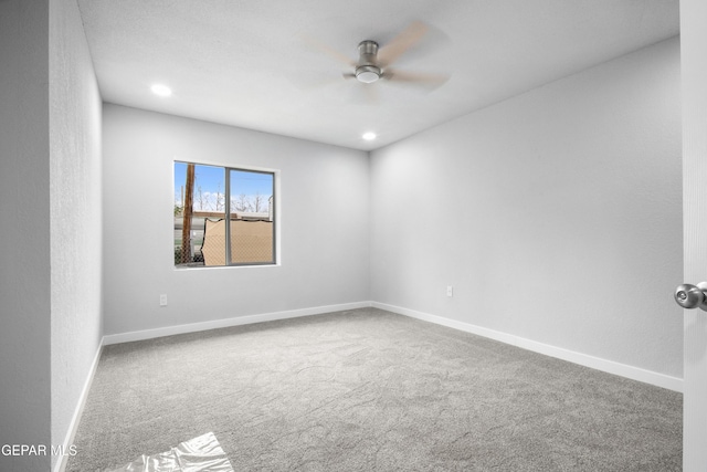 10950 Jo Way, Socorro, TX 79927 - spare room featuring ceiling fan, carpet flooring, baseboards, and recessed lighting