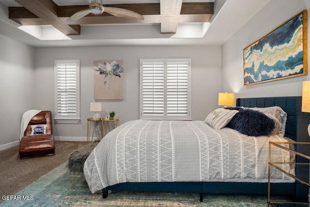 2228 Mike Price Dr, El Paso, TX 79938 - bedroom with coffered ceiling, carpet, and beam ceiling