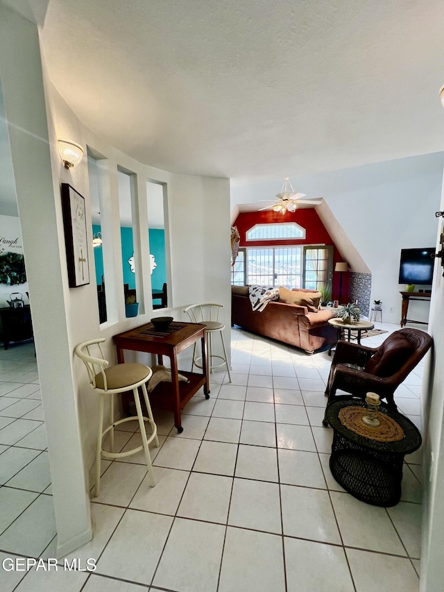 16899 Old Butterfield Trl, El Paso, TX 79938 - living area with light tile patterned floors and ceiling fan