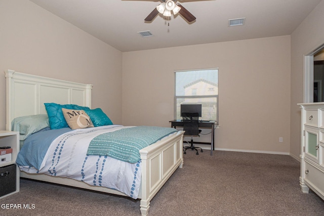 2221 Furtherpoint Pl, El Paso, TX 79911 - bedroom with carpet floors, an office area, a ceiling fan, and baseboards