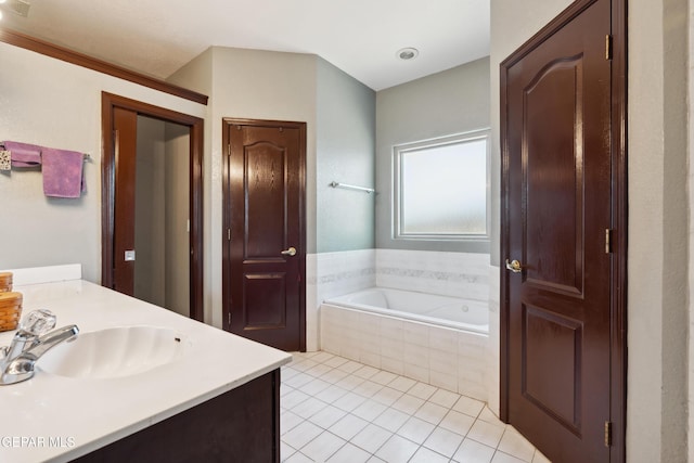 10819 Loma De Amor Ln, El Paso, TX 79934 - bathroom with a bath, tile patterned floors, and double vanity