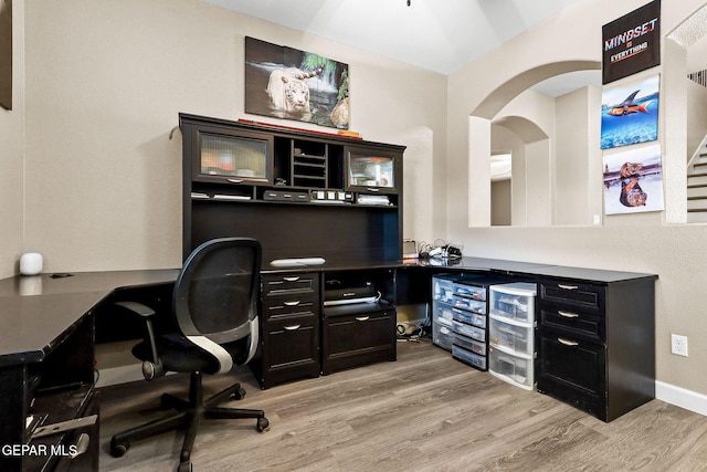 5505 Valley Cedar Dr, El Paso, TX 79932 - home office with light wood-type flooring and baseboards