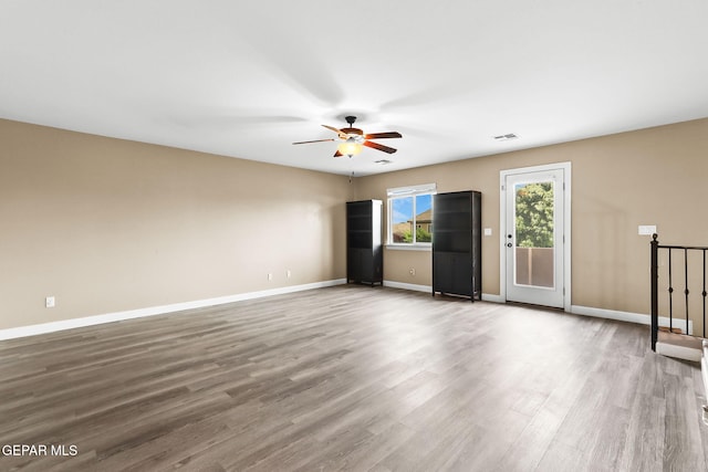 5505 Valley Cedar Dr, El Paso, TX 79932 - empty room featuring ceiling fan, wood finished floors, and baseboards