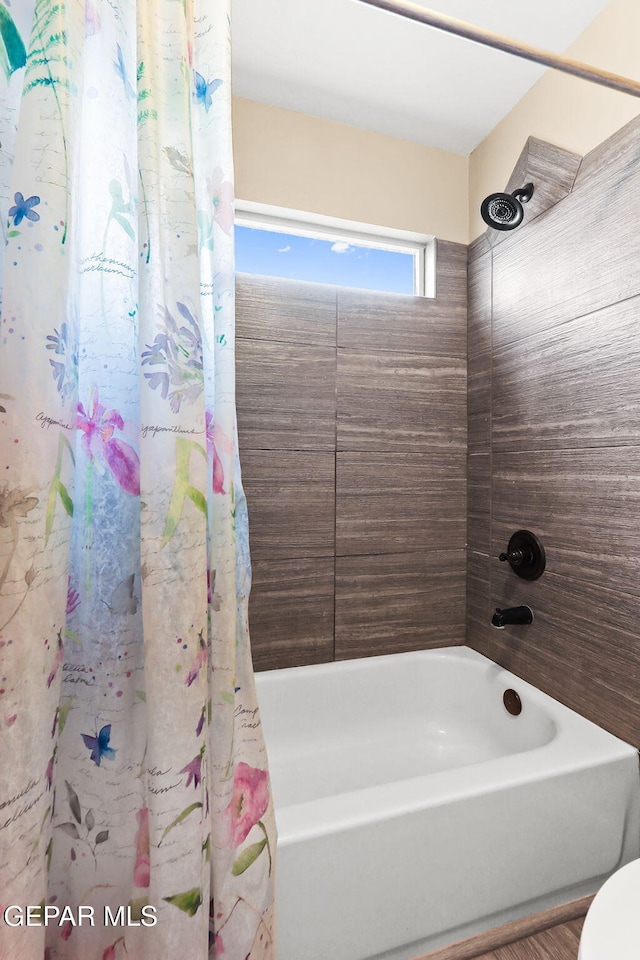 5505 Valley Cedar Dr, El Paso, TX 79932 - full bath featuring shower / bath combination with curtain and toilet