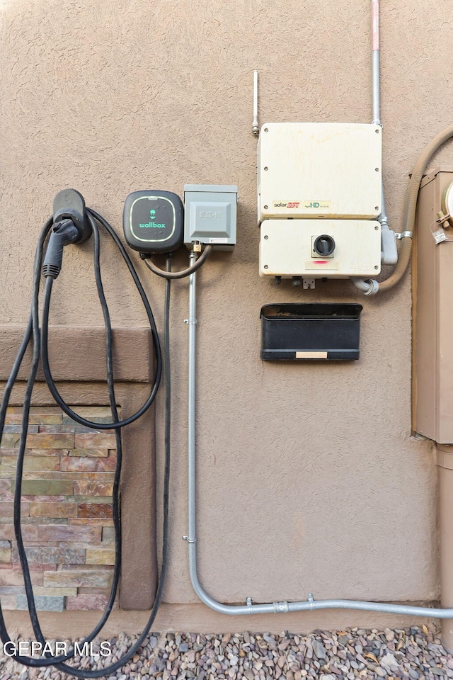 5505 Valley Cedar Dr, El Paso, TX 79932 - exterior view of stucco siding and related energy utilities