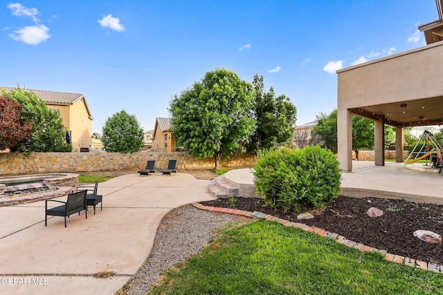 5505 Valley Cedar Dr, El Paso, TX 79932 - view of yard with a patio area and a hot tub