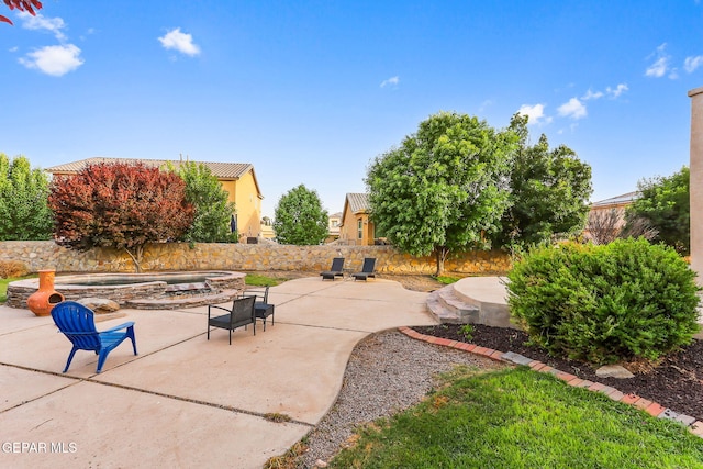 5505 Valley Cedar Dr, El Paso, TX 79932 - fenced backyard featuring a patio area and an outdoor hot tub